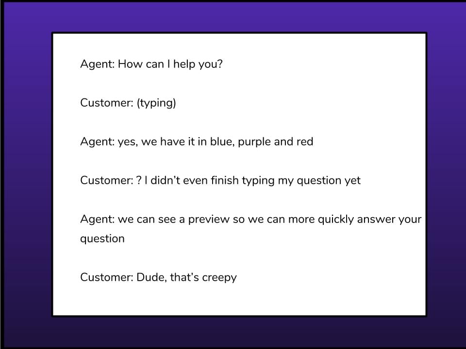 Agent customer chat example of chat preview monitoring
