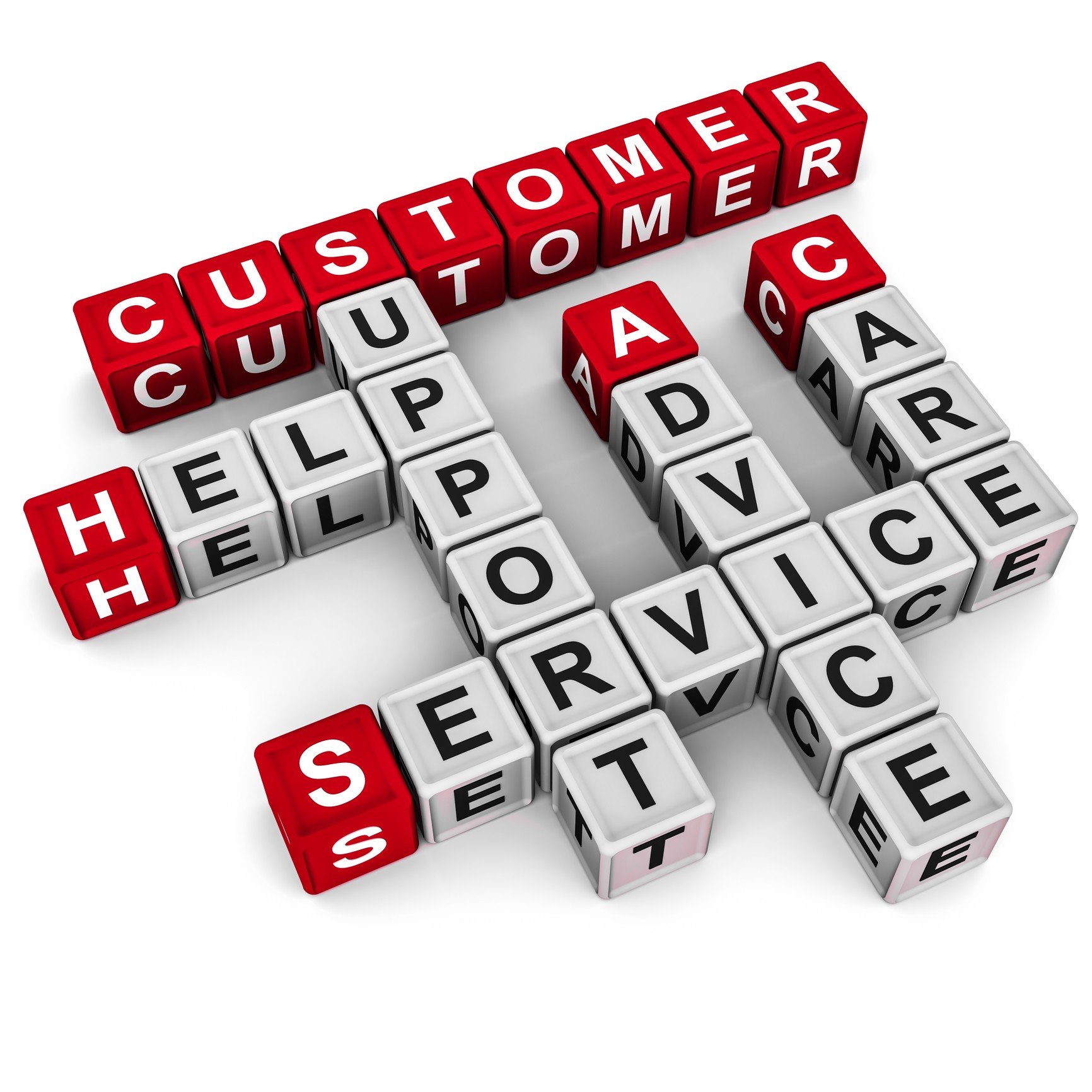 Customer service word blocks